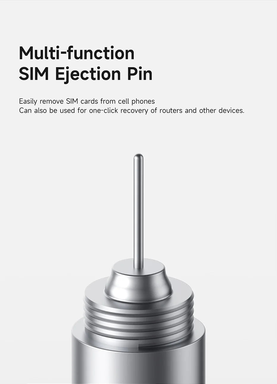 Multi-function SIM ejection pin with text on a white background
