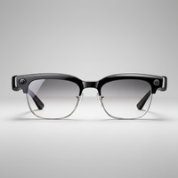 Smart glasses with features on a purple background