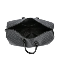 Gray patterned duffel bag on a white background