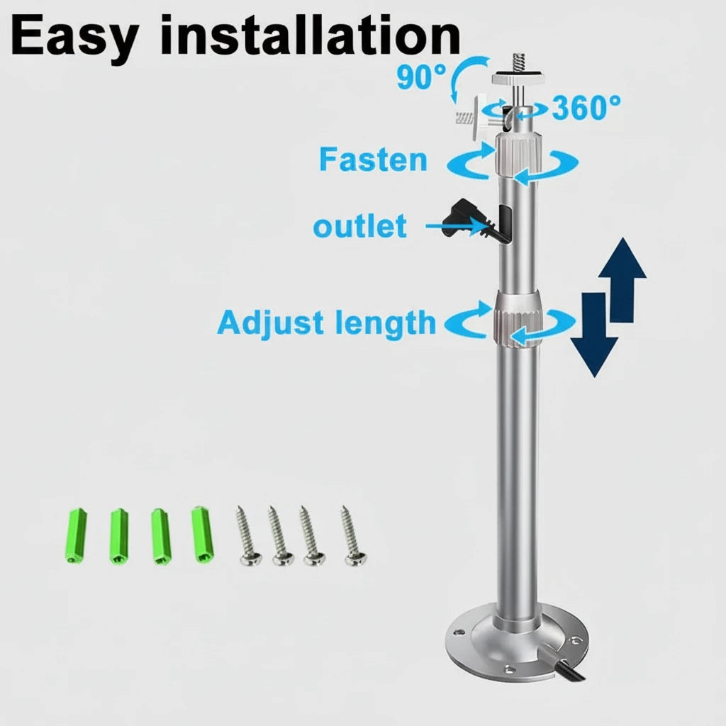 Metal stand with adjustable features and screws on a white background